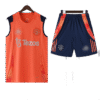 manchester united orange & blue sleeveless training set (fan edition)