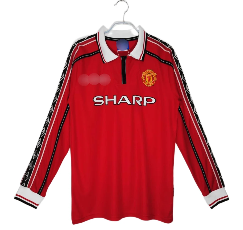 1998 1999 manchester united home jersey home long sleeve (retro fan version)