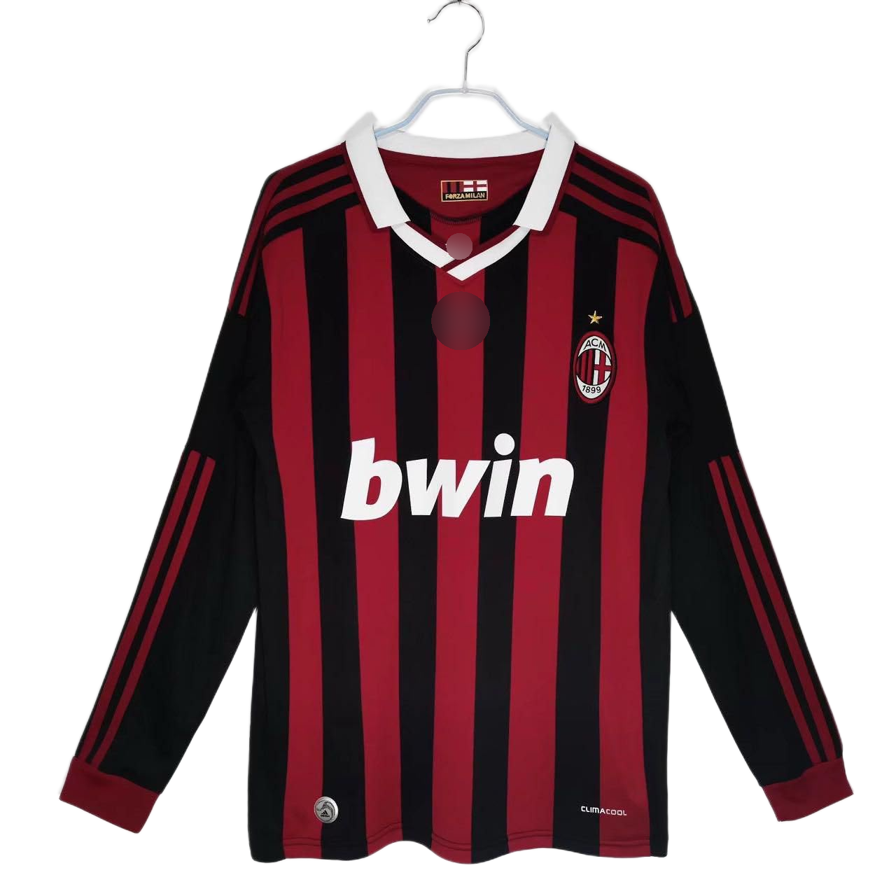 ac milan 2009 10 home jersey long sleeve (retro fan version)