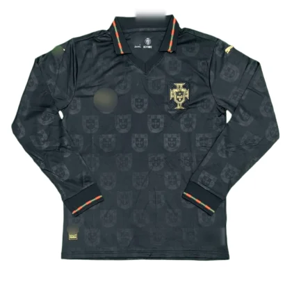 Portugal Eusebio Black Full Sleeves Jersey (Premium Fan Version)