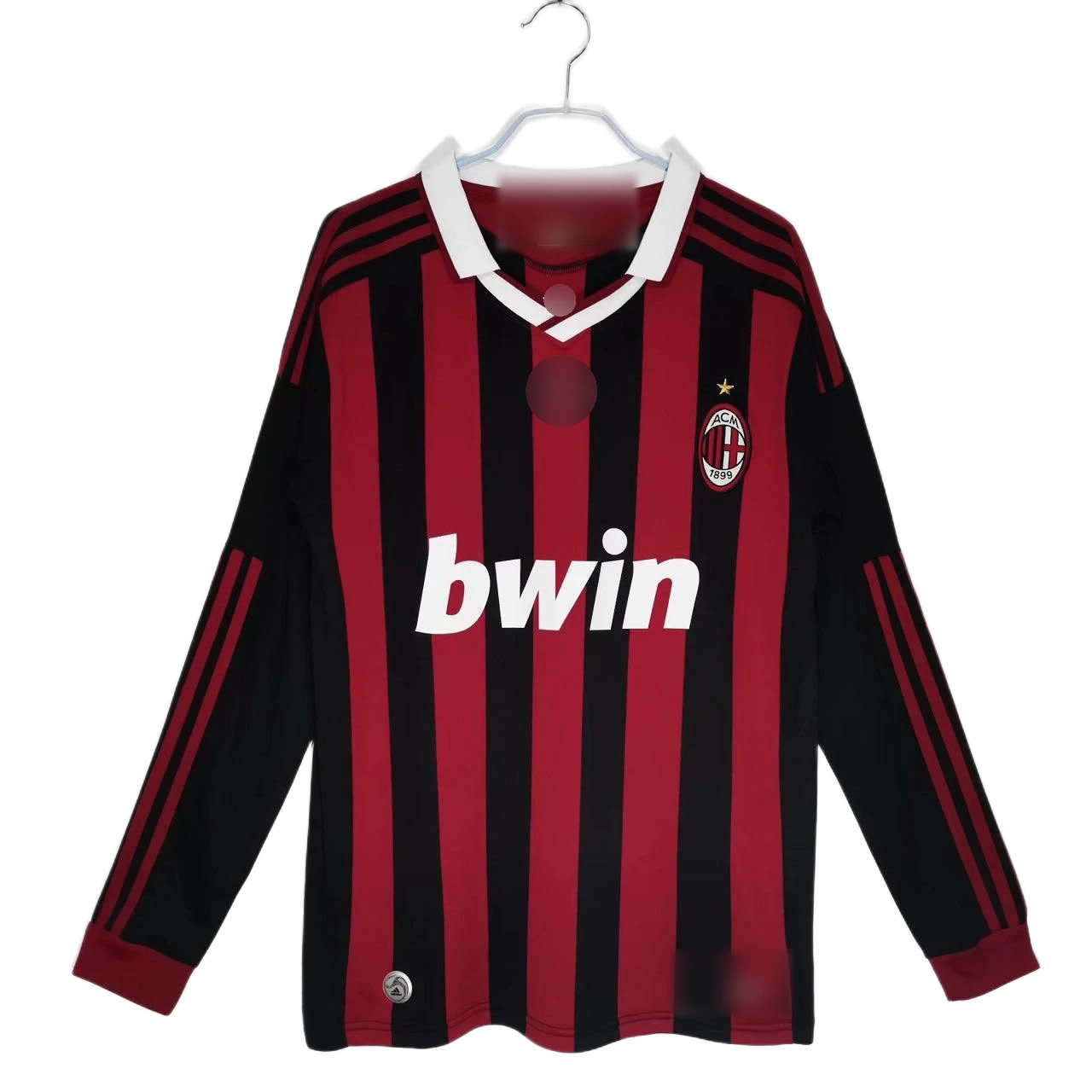 ac milan 2009 10 home jersey long sleeve (retro fan version)