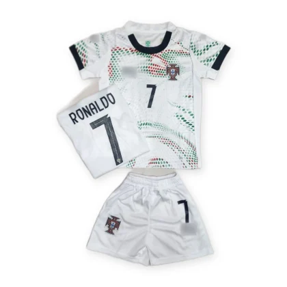 Portugal 2025 Away Ronaldo Kids Jersey – Portugal Away 2025/26 Ronaldo 7 Kids Jersey Set (First Quality Set)