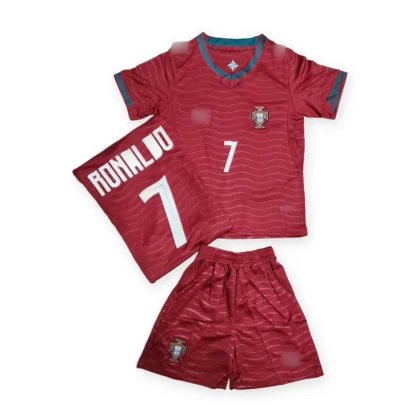 Portugal 2026 Ronaldo Kids Jersey – Portugal Home 2026 World Cup Ronaldo 7 Kids Jersey Set (First Quality Set)